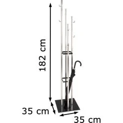 Haku-Möbel Garderobenständer 89777, Mit 8 Haken, Metall / Glas, Silber / Schwarz -Einhell Verkaufsshop 05c98bc911b1bc2fc0728df23c2de6ab0d587922 garderobenstaender haku moebel 89777