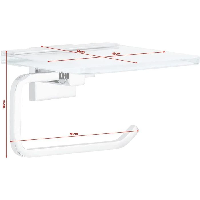 Tesa Toilettenpapierspender Deluxxe Mit Ablage, Ohne Bohren, Metall, Für 1 Kleinrolle, Silber 2 Tesa Toilettenpapierspender Deluxxe Mit Ablage, Ohne Bohren, Metall, Für 1 Kleinrolle, Silber – Bild 2