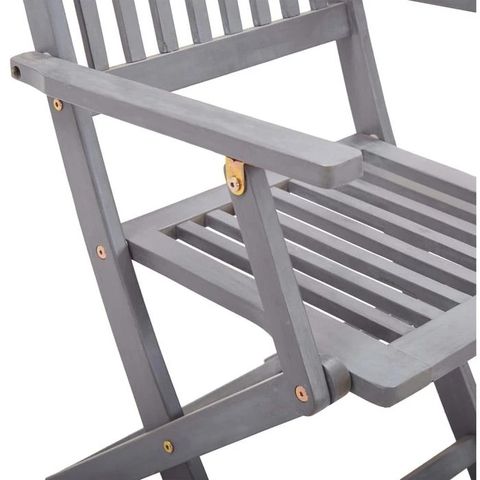 VidaXL Gartenstuhl 46334, Holz, Hochlehner, Grau, Klappbar, 4 Stück 7 VidaXL Gartenstuhl 46334, Holz, Hochlehner, Grau, Klappbar, 4 Stück – Bild 7
