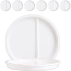 Arcoroc Teller Restaurant ARC L6824, 23 Cm, Opalglas Weiß, Menüteller, Rund, 2-geteilt, 6 Stück