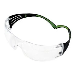 3M Schutzbrille SecureFit, Bügelbrille, Farblos / Schwarz-grün