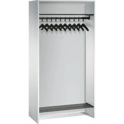 CP-Möbel Garderobenständer Serie 8070, Mit Ablagen, Metall, Lichtgrau