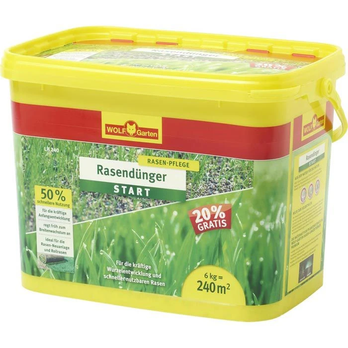 Wolf-Garten Rasendünger LH 240 Start, Ideal Für Die Rasen Neuanlage, 6 Kg Für 240m² 1 Wolf-Garten Rasendünger LH 240 Start, Ideal Für Die Rasen Neuanlage, 6 Kg Für 240m²
