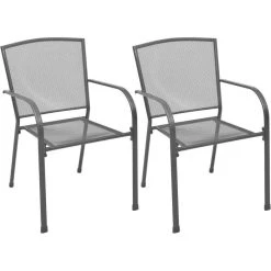VidaXL Gartenstuhl 42705, Metall, Niedriglehner, Anthrazit, Stapelbar, 2 Stück