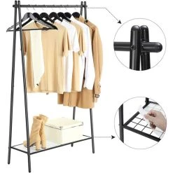 Songmics Garderobenständer HSR23BK, Mit Schuhablage, Metall, Schwarz -Einhell Verkaufsshop 12176a9ee73689a157eea7174541f9cd5fbfec48 garderobenstaender songmics hsr23bk