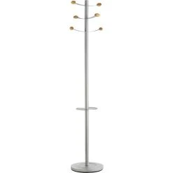 Unilux Garderobenständer Bouquet 400069048, Mit 6 Haken, 173 X 34cm (HxØ), Metall, Silber