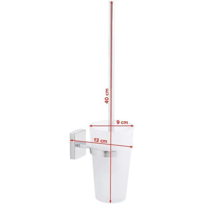 Tesa WC-Bürste Klaam, Weiß / Chrom, Bürstenhalter Aus Glas, Zur Wandmontage 4 Tesa WC-Bürste Klaam, Weiß / Chrom, Bürstenhalter Aus Glas, Zur Wandmontage – Bild 4