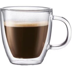 Alternative view of Bodum Kaffeegläser Bistro Tassen 10602-10, Doppelwandig, Mit Henkel, 150ml, 2 Stück