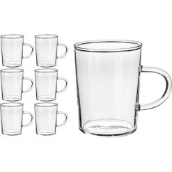 Van-Well Kaffeegläser Ceylon, Mit Henkel, 220ml, 6 Stück