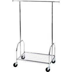 Alco Garderobenständer 2830, Mit Rollen Und Schuhablage, Metall, Silber