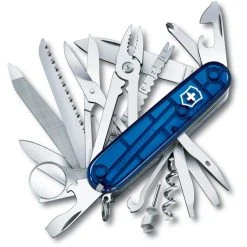 Victorinox Taschenmesser Swiss Champ 1.6795.T2, Blau Transparent, 33 Funktionen