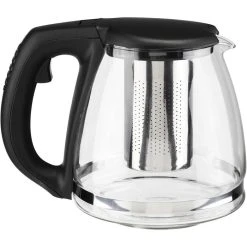 Böttcher-AG Tee-Kanne Glas / Kunststoff, Mit Edelstahl-Sieb, Transparent / Schwarz, 1,2 L