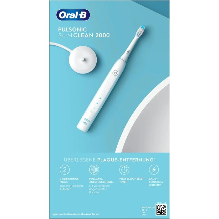 Oral B Oral-B Elektrische-Zahnbürste Pulsonic Slim Clean, 2000, Weiß, 2 Putzmodi, Inkl. 1 Aufsteckbürste 8 Oral B Oral-B Elektrische-Zahnbürste Pulsonic Slim Clean, 2000, Weiß, 2 Putzmodi, Inkl. 1 Aufsteckbürste – Bild 8