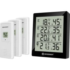 Bresser Thermo-Hygrometer Temeo Hygro Quadro, Für Innen Und Außen, Inkl. 3 Funk-Sensoren