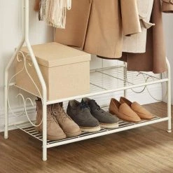 Songmics Garderobenständer HSR07W, Mit Schuhablage, Metall, Weiß -Einhell Verkaufsshop 27b9b900b666878308e8dc0f2c72ccb27c1916bf garderobenstaender songmics hsr07w