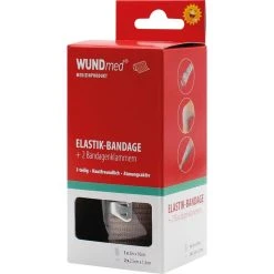 WUNDmed Fixierbinden Elastik-Bandage, Einzeln Verpackt, Mit Verbandklammern, 3m X 10cm