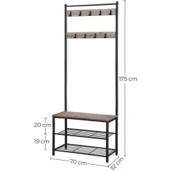 Vasagle Garderobenständer HSR41MB, Mit 9 Haken, Metall / Holz, Schwarz / Graubraun -Einhell Verkaufsshop 2c447045a96f9535f959c8e27879b3079d70d486 garderobenstaender vasagle hsr41mb