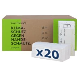 GreenHygiene Papierhandtücher Frieda, 2-lagig, Zick-Zack-Falz, 25 X 23 Cm, Weiß, 4000 Stück