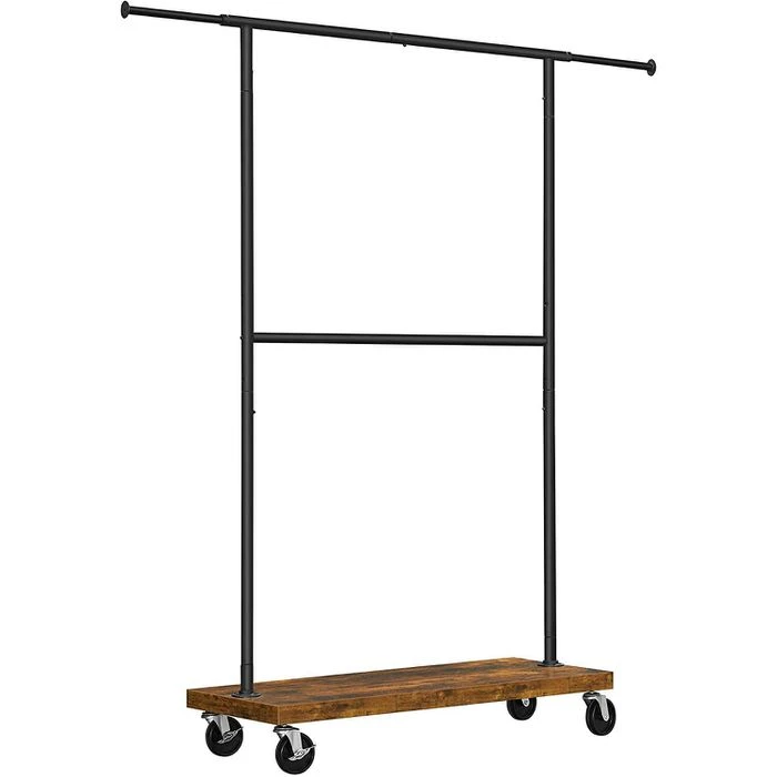 Vasagle Garderobenständer RGR111B01, Vintage, Rollen & Ablage, Ausziehbar, Metall / Holz, Braun 1 Vasagle Garderobenständer RGR111B01, Vintage, Rollen & Ablage, Ausziehbar, Metall / Holz, Braun