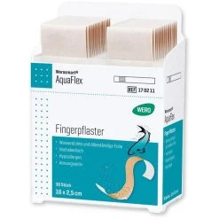 Wero Pflaster AquaFlex Fingerpflaster, 30 Strips, Elastisch, Wasserdicht, 16 X 2,5cm