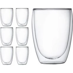 Bodum Kaffeegläser Pavina 4559-10-12, Doppelwandig, 350ml, 6 Stück