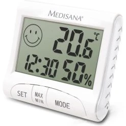 Medisana Thermo-Hygrometer HG 100 Digital, Uhrzeit, Weiß