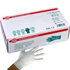 Nobamed Einmalhandschuhe Nobaglove Latex Puderfrei, Weiß, 100 Stück, Größe XL