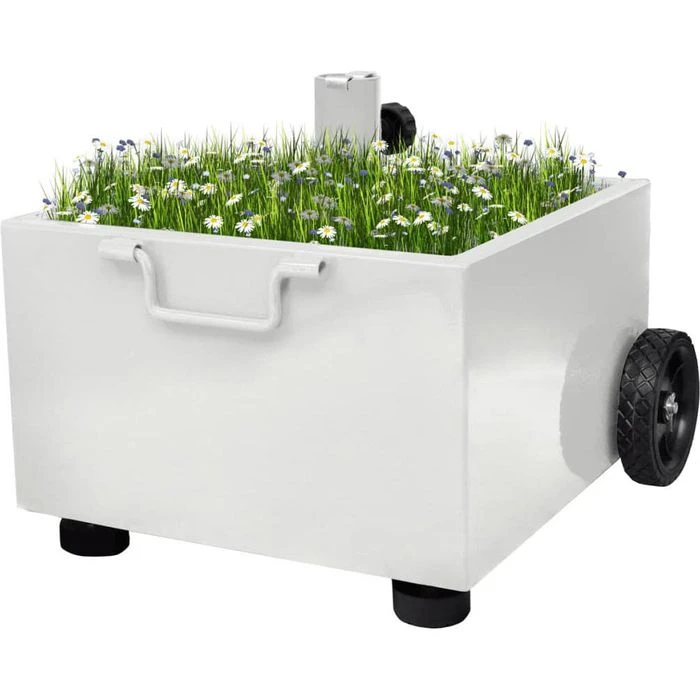 VidaXL Sonnenschirmständer 40908, Metall, 12,5 Kg, Weiß, Quadratisch, Mit Griff Und Rollen 2 VidaXL Sonnenschirmständer 40908, Metall, 12,5 Kg, Weiß, Quadratisch, Mit Griff Und Rollen – Bild 2