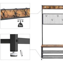 Vasagle Garderobenständer HSR46BX, Vintage, Mit 14 Haken, Metall / Holz, Schwarz / Braun -Einhell Verkaufsshop 3b30ee377d01279ecf3bbdacf08dd61063bffad0 garderobenstaender vasagle hsr46bx vintage
