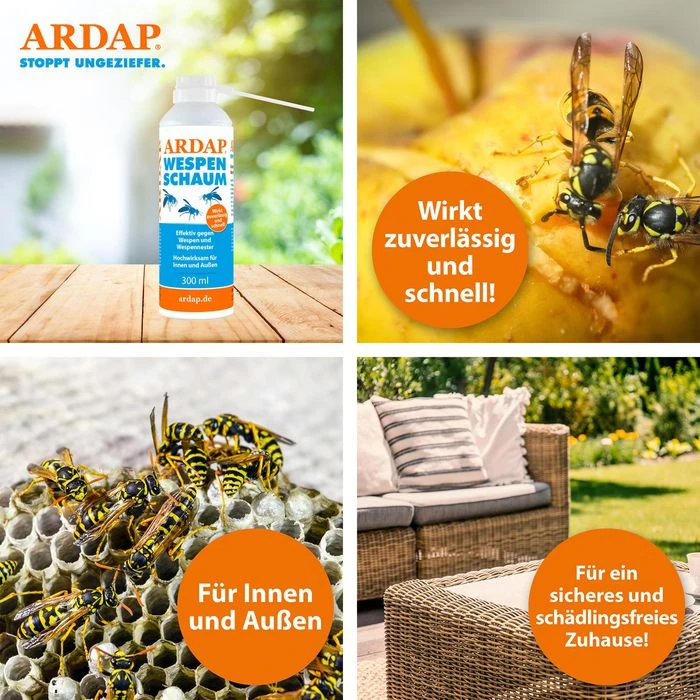 ARDAP Insektenspray Wespenschaum, Wirkt Gegen Wespen & Wespennester, 300ml 2 ARDAP Insektenspray Wespenschaum, Wirkt Gegen Wespen & Wespennester, 300ml – Bild 2