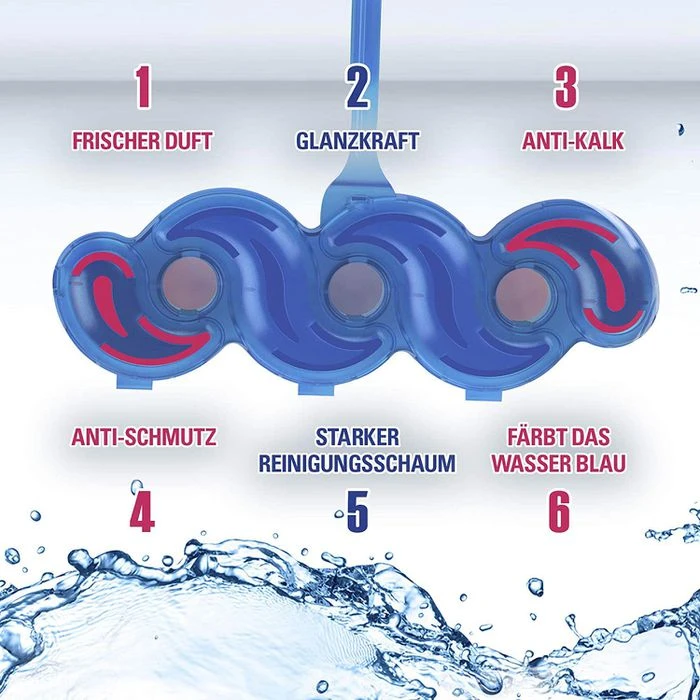 Cillit Bang Cillit-Bang WC-Duftspüler 6 In 1 Blauspüler, Ozean Frische, Im Korb, 3 Stück 5 Cillit Bang Cillit-Bang WC-Duftspüler 6 In 1 Blauspüler, Ozean Frische, Im Korb, 3 Stück – Bild 5