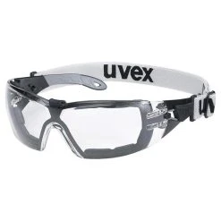 Uvex Schutzbrille Pheos Guard 9192.180, Bügelbrille, Farblos / Schwarz-grau