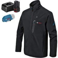 Bosch Arbeitsjacke Akku-Thermojacke, GHJ12+18VXA, Winterjacke, Akku 12V/2Ah, Schwarz, Winddicht, 3XL