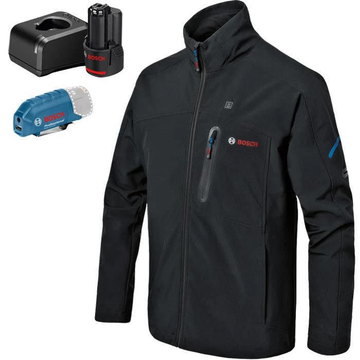 Bosch Arbeitsjacke Akku-Thermojacke, GHJ12+18VXA, Winterjacke, Akku 12V/2Ah, Schwarz, Winddicht, 3XL 1 Bosch Arbeitsjacke Akku-Thermojacke, GHJ12+18VXA, Winterjacke, Akku 12V/2Ah, Schwarz, Winddicht, 3XL