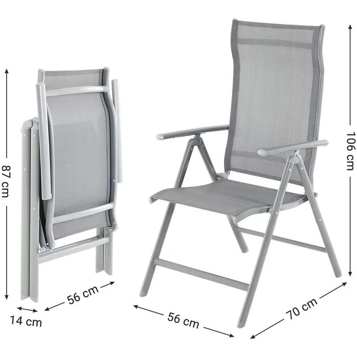 Songmics Gartenstuhl GCB02GY, Kunststoff, Hochlehner, Verstellbar, Grau, Klappbar 5 Songmics Gartenstuhl GCB02GY, Kunststoff, Hochlehner, Verstellbar, Grau, Klappbar – Bild 5