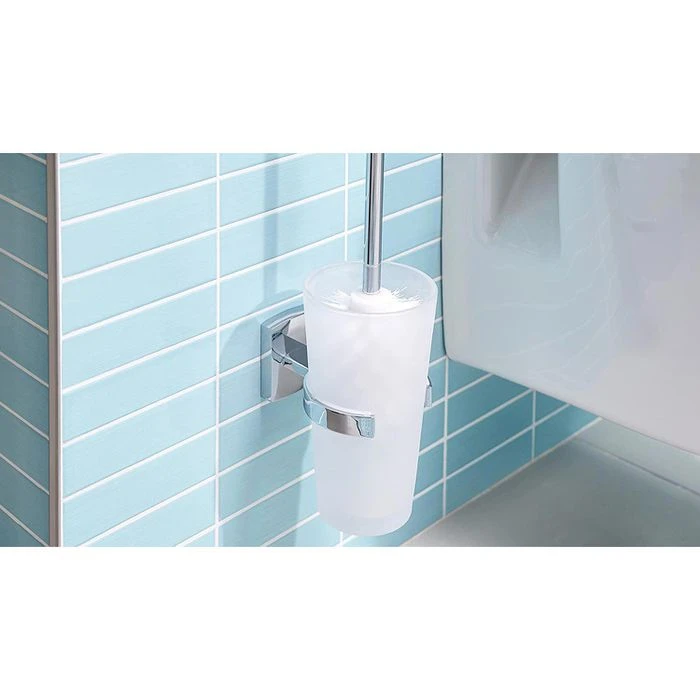 Tesa WC-Bürste Klaam, Weiß / Chrom, Bürstenhalter Aus Glas, Zur Wandmontage 5 Tesa WC-Bürste Klaam, Weiß / Chrom, Bürstenhalter Aus Glas, Zur Wandmontage – Bild 5