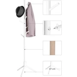 Vasagle Garderobenständer RCR04WT, Mit 8 Haken, Holz, Weiß -Einhell Verkaufsshop 53e31015cb43e93b723e1c68c8787ec492a97868 garderobenstaender vasagle rcr04wt