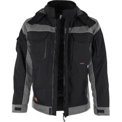 Qualitex Arbeitsjacke PRO, 203045, Winterjacke, Schwarz-grau, Winddicht, Größe L