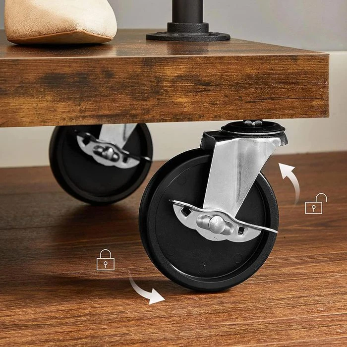 Vasagle Garderobenständer RGR111B01, Vintage, Rollen & Ablage, Ausziehbar, Metall / Holz, Braun 7 Vasagle Garderobenständer RGR111B01, Vintage, Rollen & Ablage, Ausziehbar, Metall / Holz, Braun – Bild 7