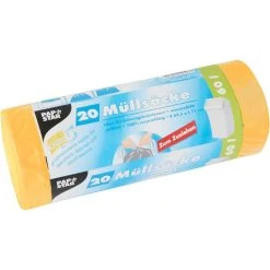 Papstar Müllsäcke 60 Liter, Mit Zugband, Stark, Gelb, 20 Stück