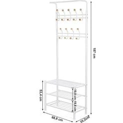 Songmics Garderobenständer HSR04W, Mit 18 Haken, Metall, Weiß -Einhell Verkaufsshop 56d7f75d354aee1a9becb26fd1cfbc80a91d3aa2 garderobenstaender songmics hsr04w