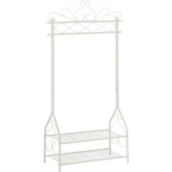 Songmics Garderobenständer HSR07W, Mit Schuhablage, Metall, Weiß