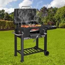 Alternative view of DEMA Holzkohlegrill Houston, Fahrbarer Grillwagen, Stahl, Mit Deckel, Grillfläche 57 X 42,5cm