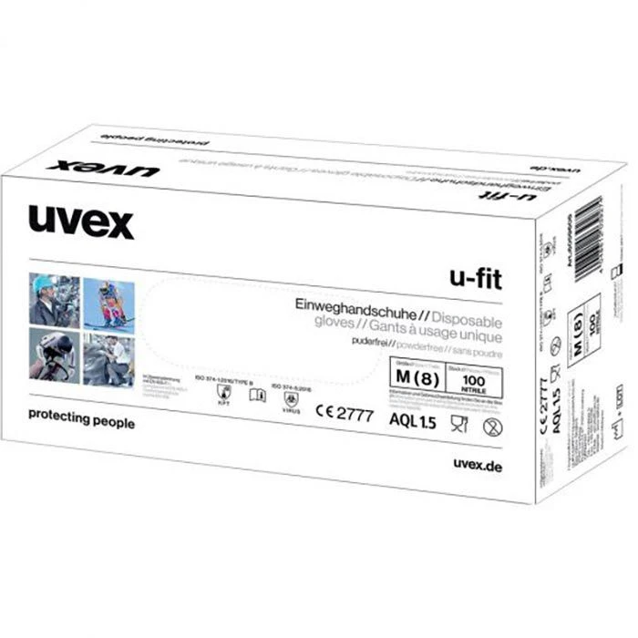 Uvex Einmalhandschuhe U-fit Nitril, Puderfrei, Chemikalienschutzhandschuh, Blau, 100 Stück, Gr. L 2 Uvex Einmalhandschuhe U-fit Nitril, Puderfrei, Chemikalienschutzhandschuh, Blau, 100 Stück, Gr. L – Bild 2