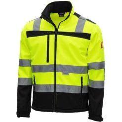 NITRAS Arbeitsjacke Motion Tex Viz, Softshelljacke, Warnschutzjacke, Signalgelb, Größe L