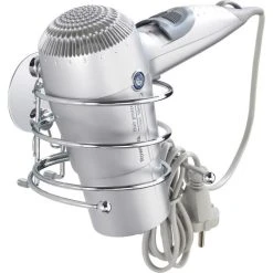 Wenko Haartrocknerhalter Turbo-Loc 18770100, Ohne Bohren, Verchromt, Mit Kabelhalter