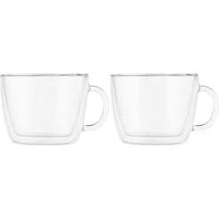 Bodum Kaffeegläser Bistro Caffe Latte 10608-10, Doppelwandig, Mit Henkel, 450ml, 2 Stück