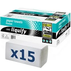 Wepa Papierhandtücher Liquify 276580, Weiß, 2-lagig, Zick-Zack-Falz, 24 X 21 Cm, 3750 Stück