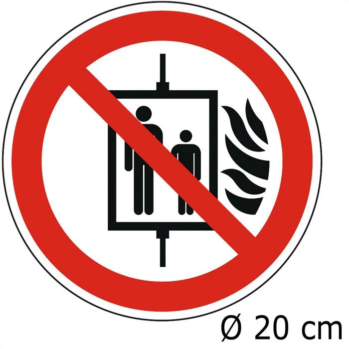 Abtec Hinweisschild ISO 7010 F001, Folie, Ø 20 Cm, Verbotszeichen, Aufzug Im Brandfall 2 Abtec Hinweisschild ISO 7010 F001, Folie, Ø 20 Cm, Verbotszeichen, Aufzug Im Brandfall – Bild 2