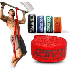 ActiveVikings Fitnessband Pull-Up Stoff, 1m, Sehr Leichter Widerstand, Rot, Loop